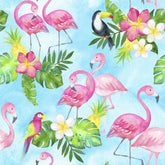 Tissu flamant tropical 100 % coton (2792)